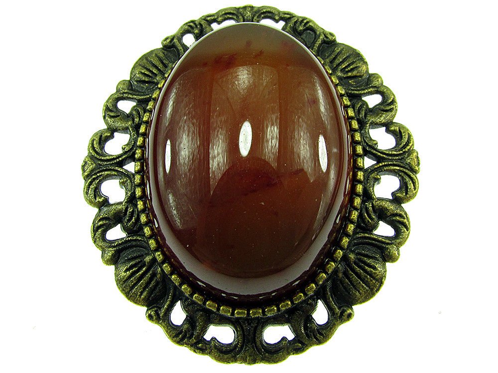 Brosa/pandantiv bronz antic cu carneol natural - GlamBazaar.ro