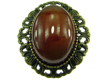 Brosa/pandantiv bronz antic cu carneol natural - GlamBazaar.ro