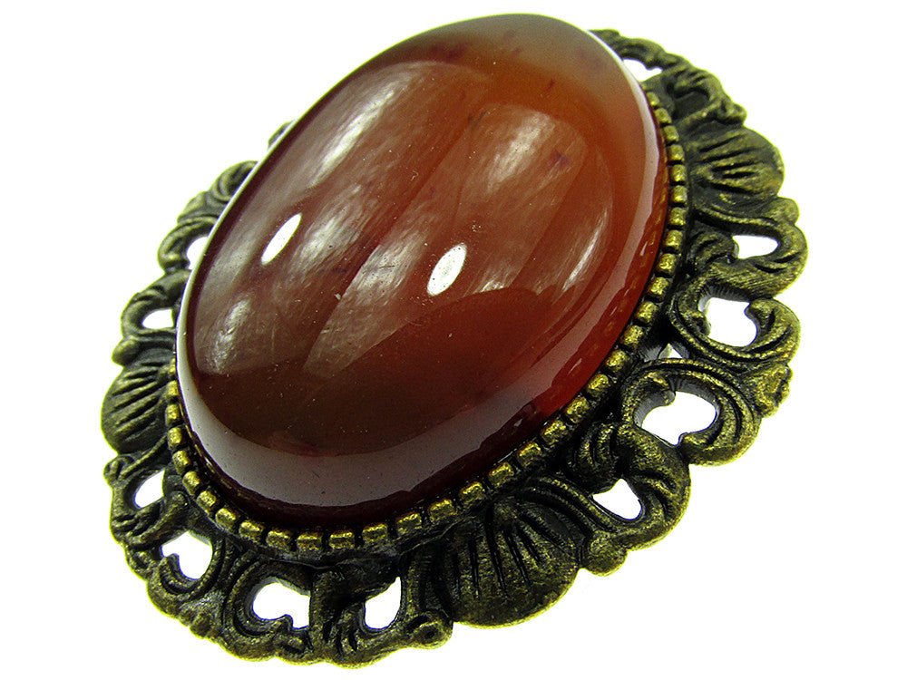 Brosa/pandantiv bronz antic cu carneol natural - GlamBazaar.ro