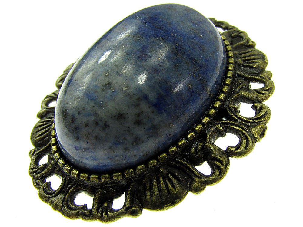 Brosa/pandantiv bronz antic cu lapis lazuli natural - GlamBazaar.ro