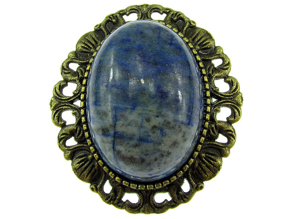 Brosa/pandantiv bronz antic cu lapis lazuli natural - GlamBazaar.ro