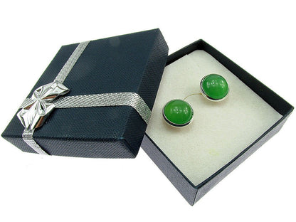 Butoni camasa cu agat verde natural 12 mm - GlamBazaar.ro