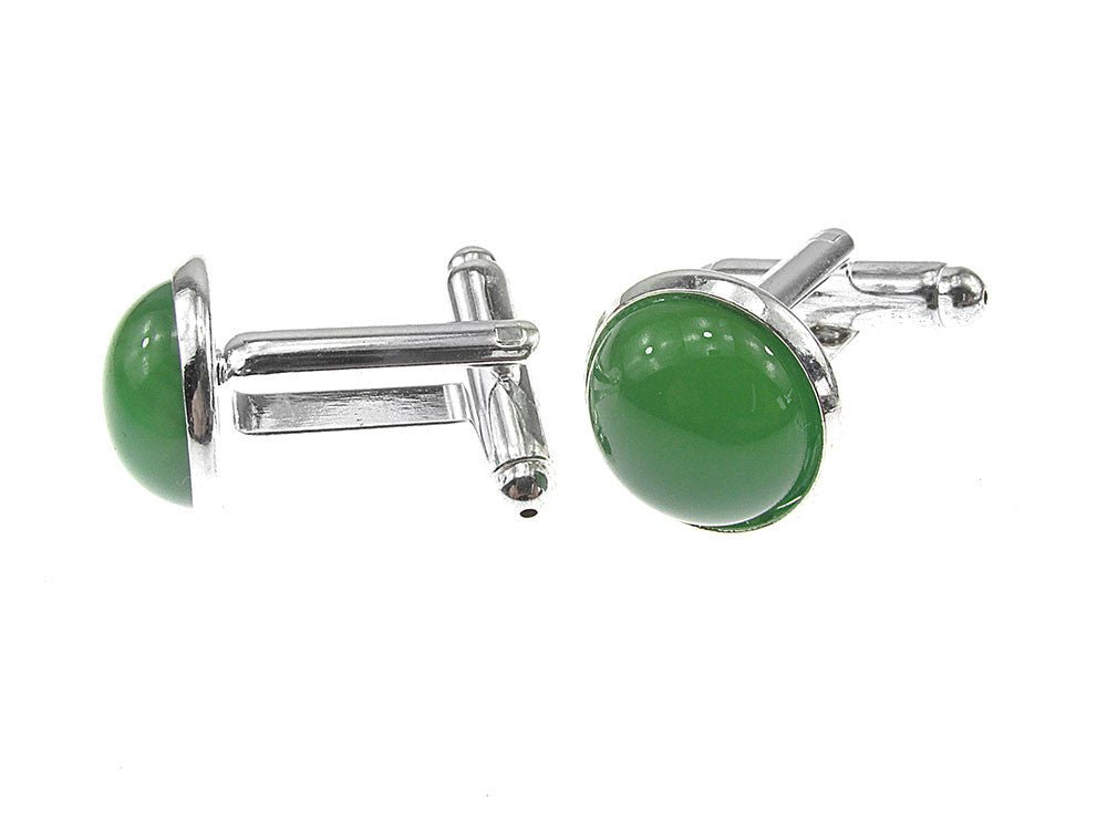 Butoni camasa cu agat verde natural 12 mm - GlamBazaar.ro