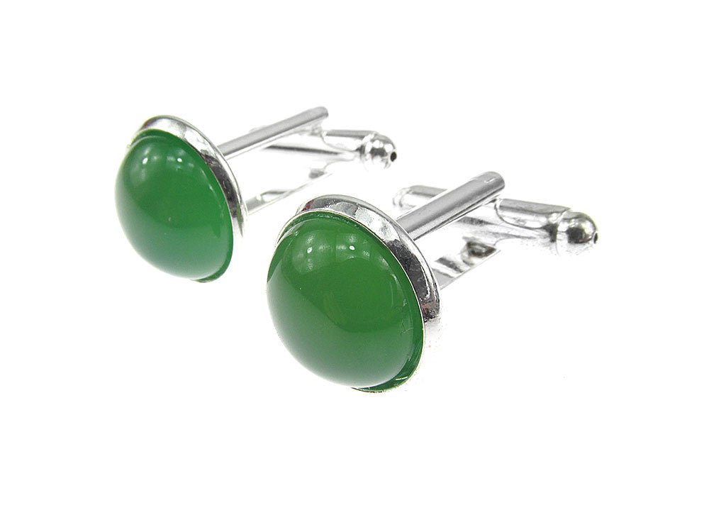 Butoni camasa cu agat verde natural 12 mm - GlamBazaar.ro