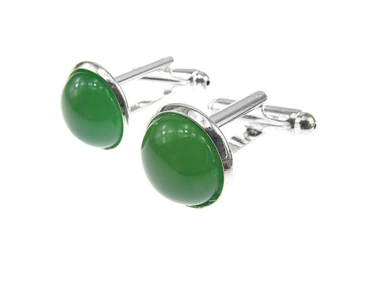 Butoni camasa cu agat verde natural 12 mm - GlamBazaar.ro