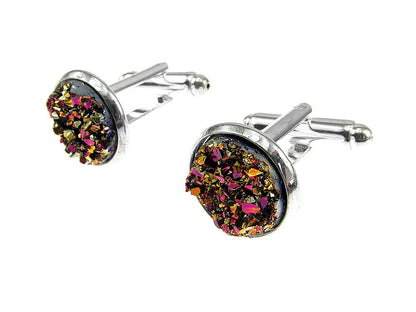 Butoni camasa cu rasina druzy aramiu 12 mm - GlamBazaar.ro