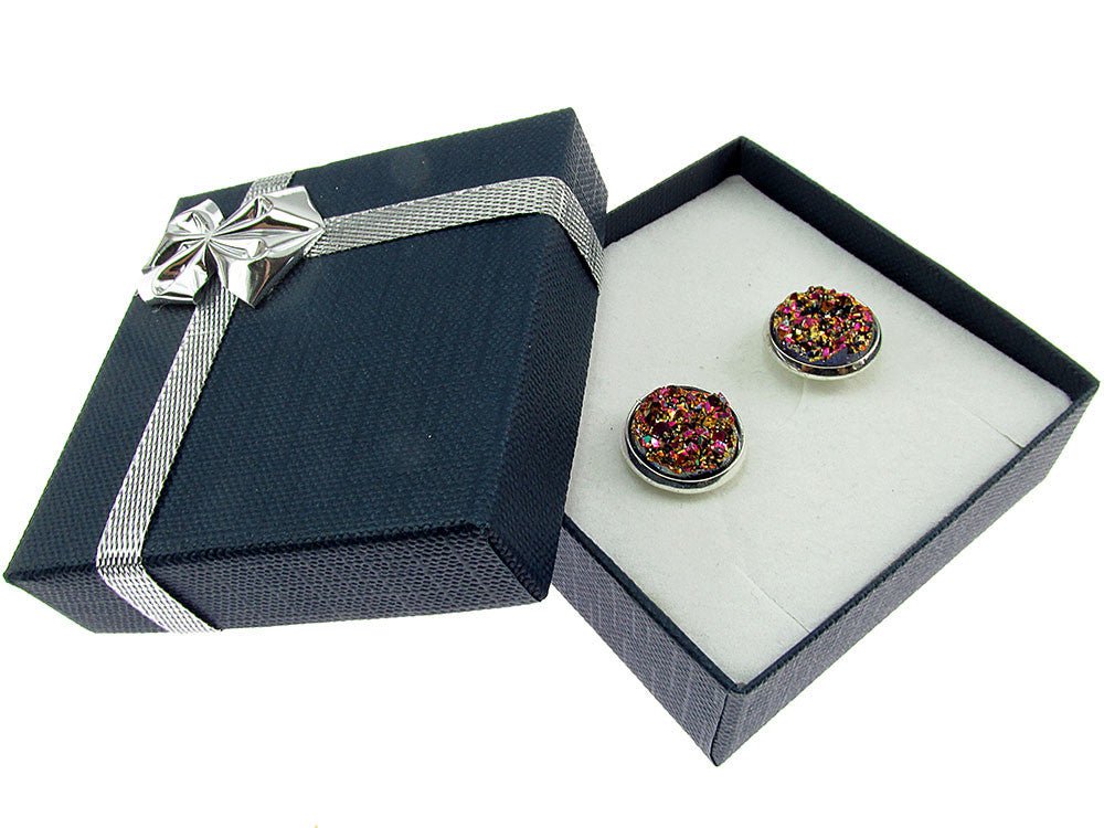 Butoni camasa cu rasina druzy aramiu 12 mm - GlamBazaar.ro