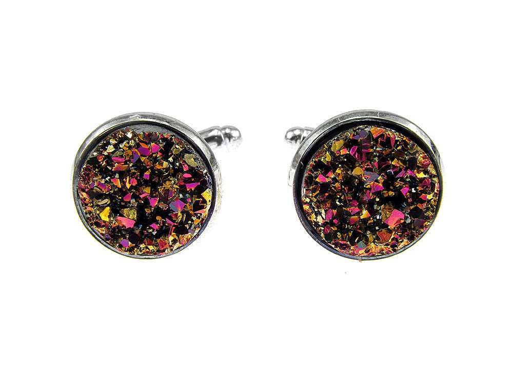 Butoni camasa cu rasina druzy aramiu 12 mm - GlamBazaar.ro