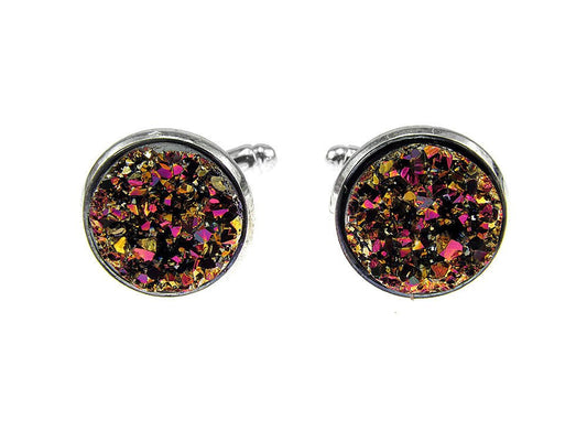 Butoni camasa cu rasina druzy aramiu 12 mm - GlamBazaar.ro