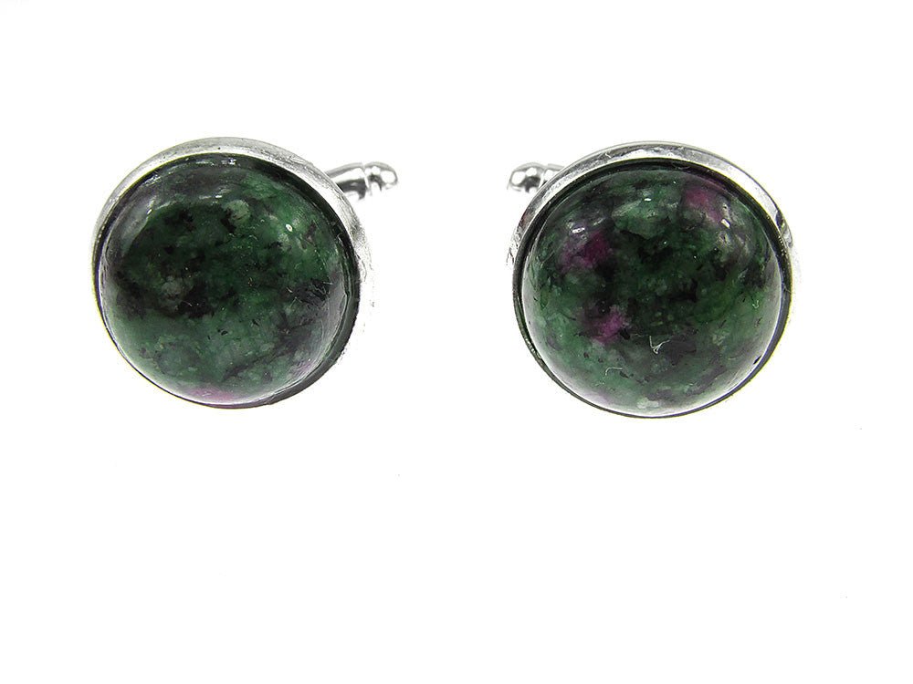 Butoni camasa cu rubin - zoisit natural 12 mm - GlamBazaar.ro