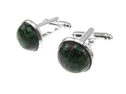 Butoni camasa cu rubin - zoisit natural 12 mm - GlamBazaar.ro