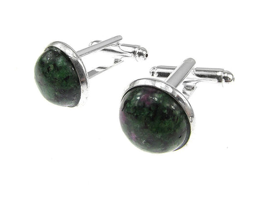 Butoni camasa cu rubin - zoisit natural 12 mm - GlamBazaar.ro