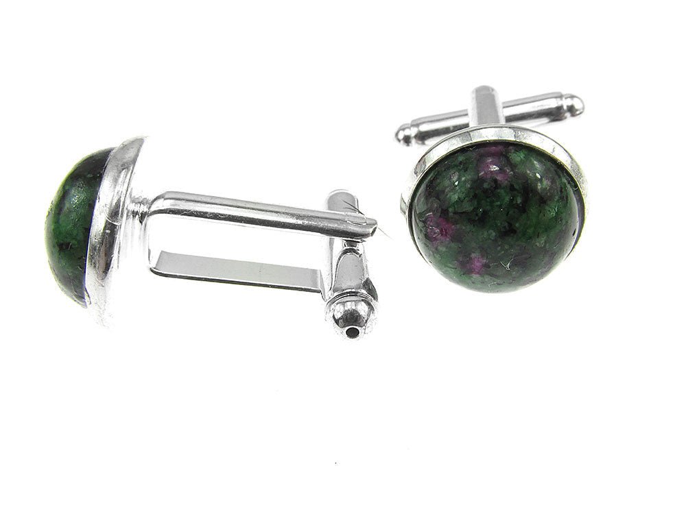 Butoni camasa cu rubin - zoisit natural 12 mm - GlamBazaar.ro