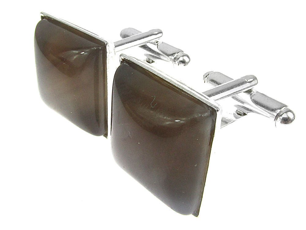 Butoni camasa patrati agat gri natural 16 MM - GlamBazaar.ro