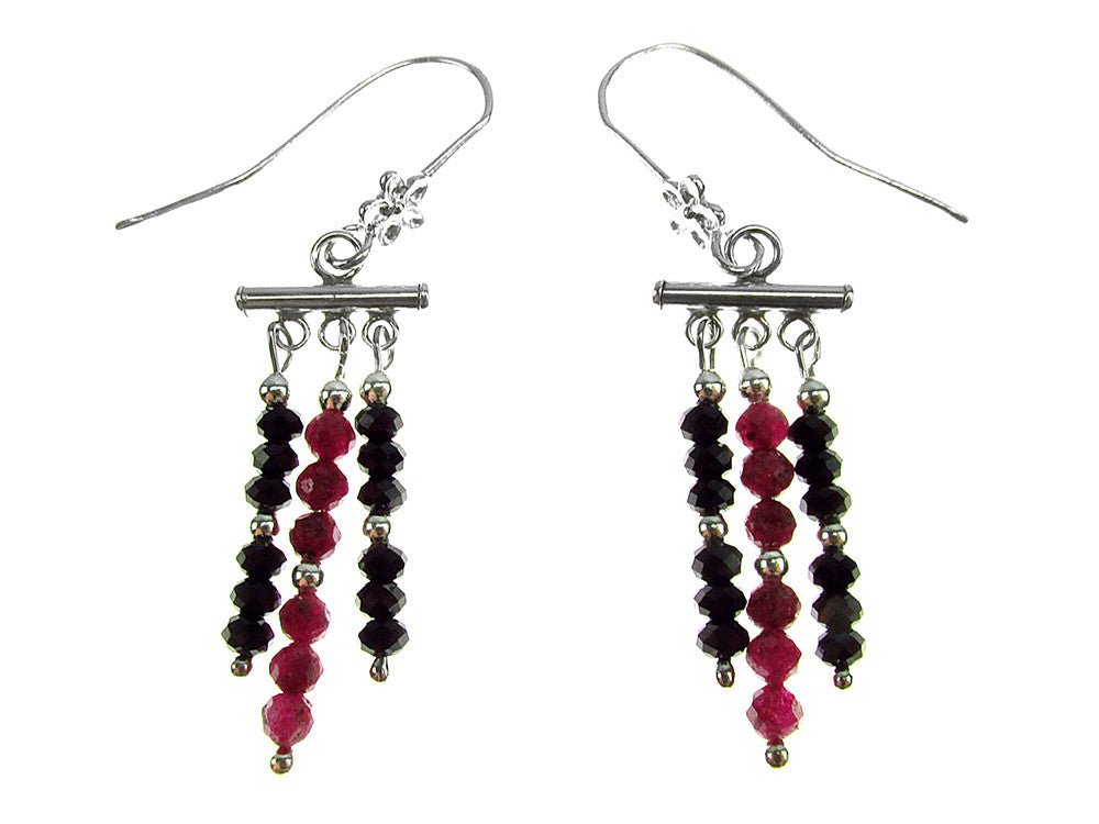 Cercei argint candelabru cu rubin si spinel fatetat - GlamBazaar.ro