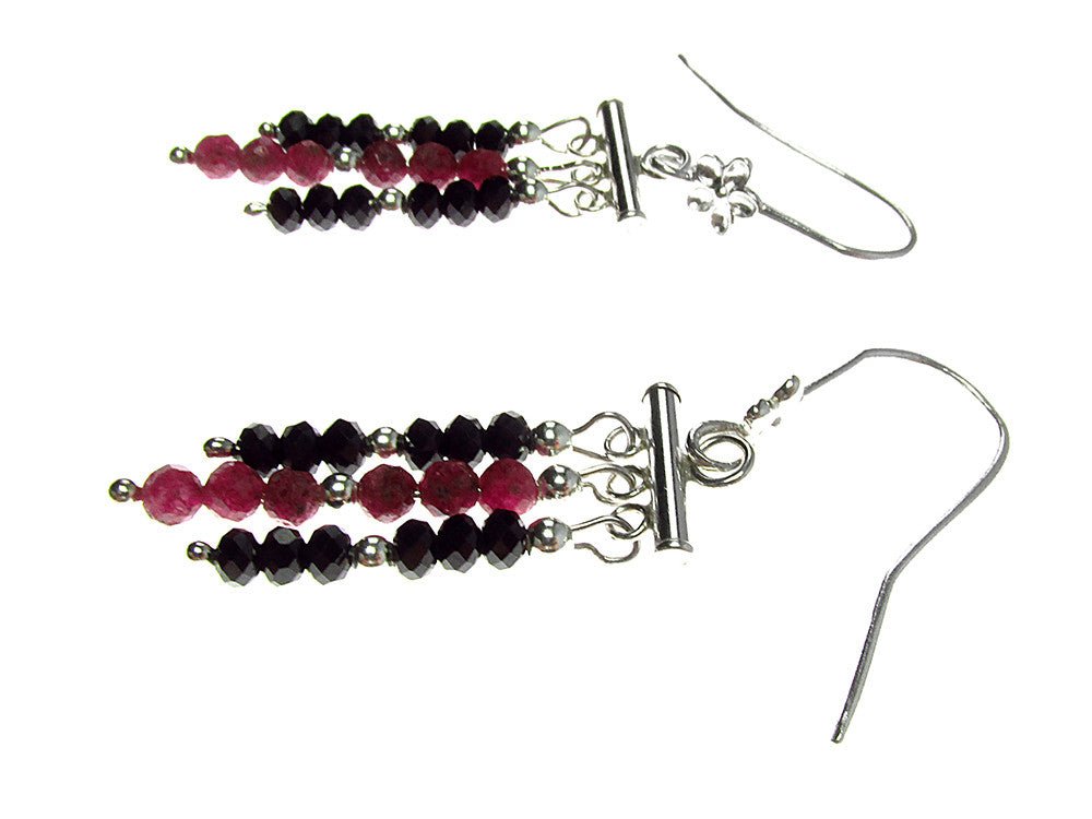 Cercei argint candelabru cu rubin si spinel fatetat - GlamBazaar.ro