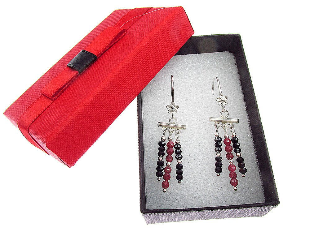 Cercei argint candelabru cu rubin si spinel fatetat - GlamBazaar.ro