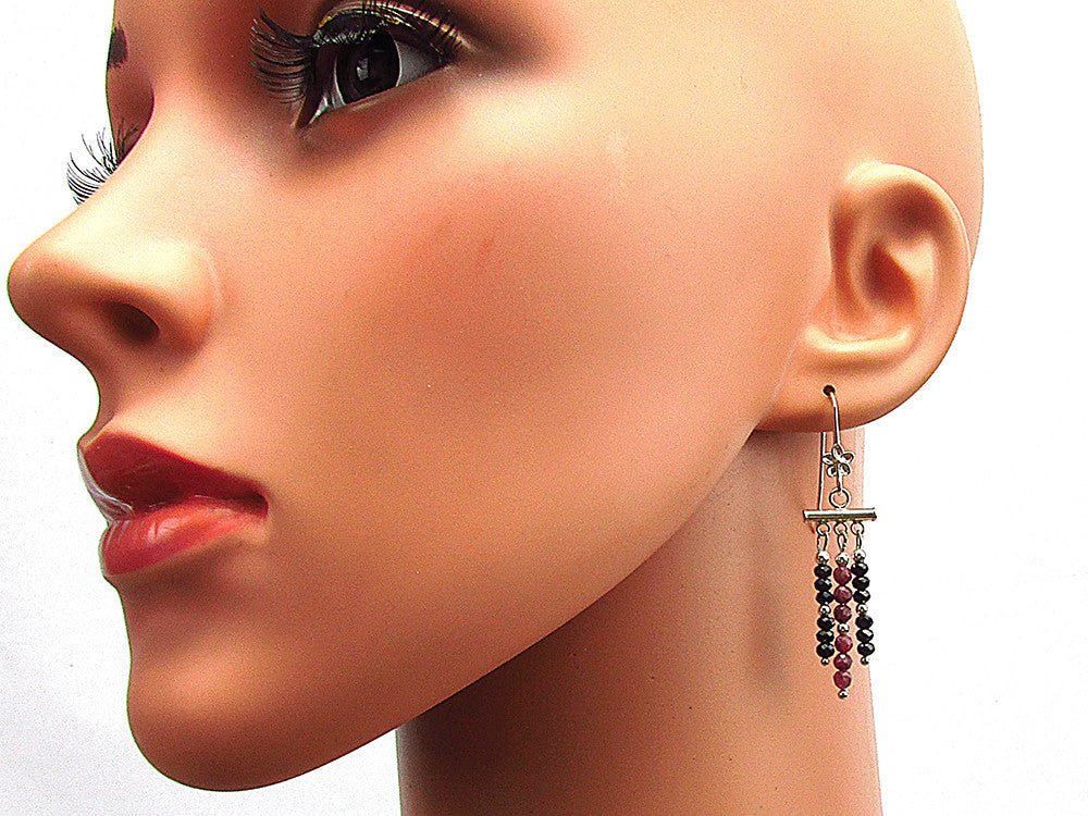 Cercei argint candelabru cu rubin si spinel fatetat - GlamBazaar.ro