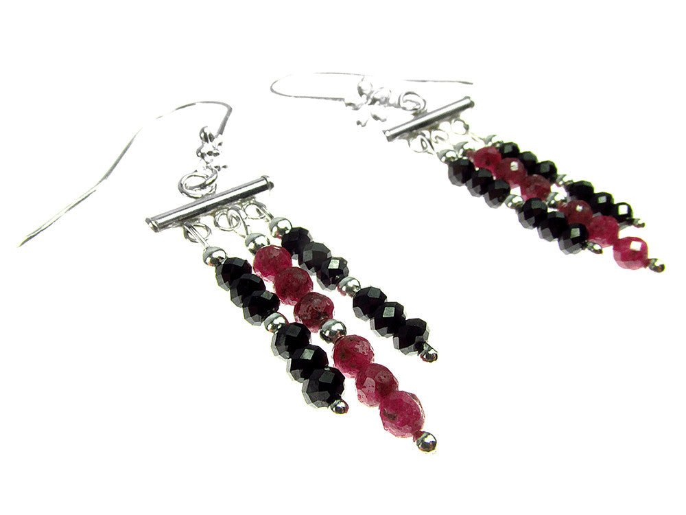 Cercei argint candelabru cu rubin si spinel fatetat - GlamBazaar.ro