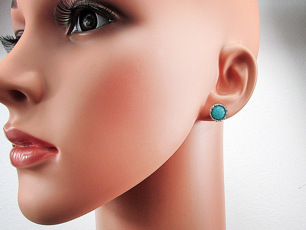 Cercei argint coroana angelit natural 8 MM - GlamBazaar.ro