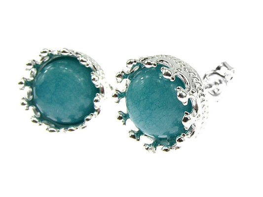 Cercei argint coroana angelit natural 8 MM - GlamBazaar.ro