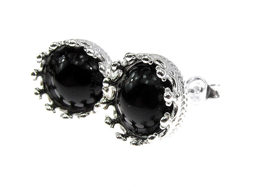 Cercei argint coroana onix natural 8 MM - GlamBazaar.ro