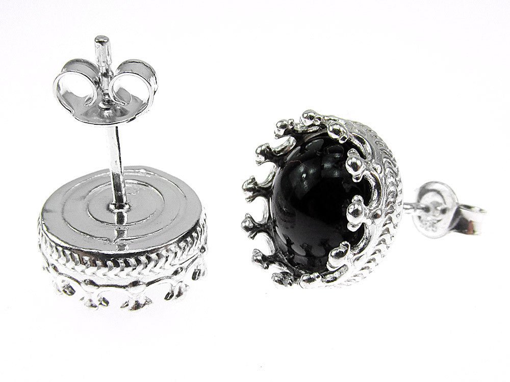 Cercei argint coroana onix natural 8 MM - GlamBazaar.ro