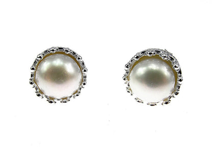 Cercei argint coroana perle de cultura albe 8 MM - GlamBazaar.ro