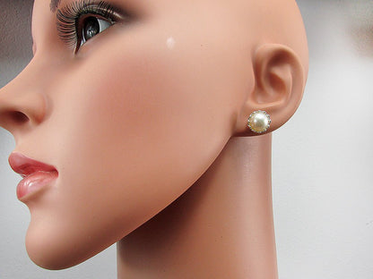 Cercei argint coroana perle de cultura albe 8 MM - GlamBazaar.ro