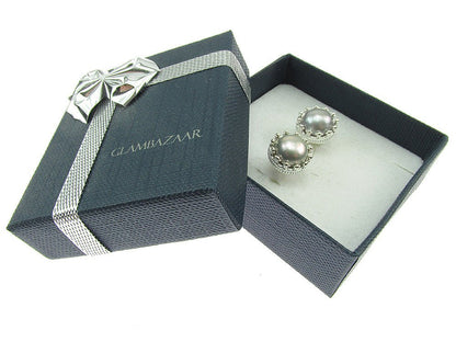 Cercei argint coroana perle de cultura gri 8 MM - GlamBazaar.ro