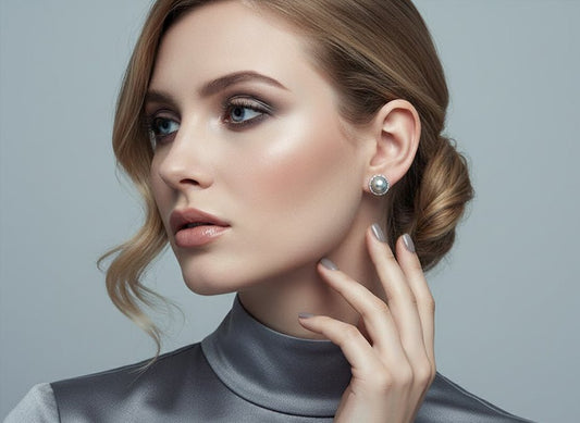 Cercei argint coroana perle de cultura gri 8 MM - GlamBazaar.ro