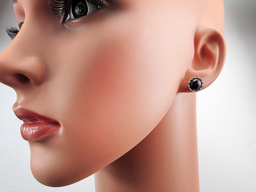 Cercei argint coroana perle de cultura negre 8 MM - GlamBazaar.ro