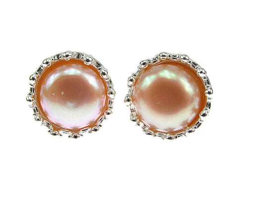 Cercei argint coroana perle de cultura oranj 8 MM - GlamBazaar.ro