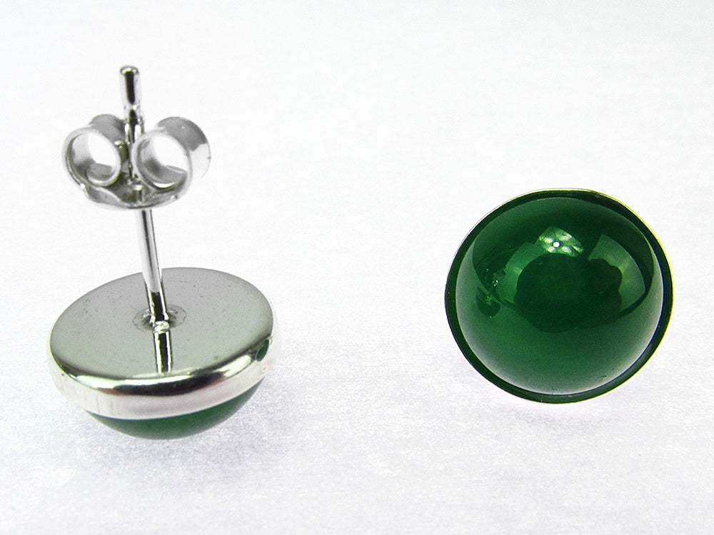 Cercei argint cu agate verzi 10 MM