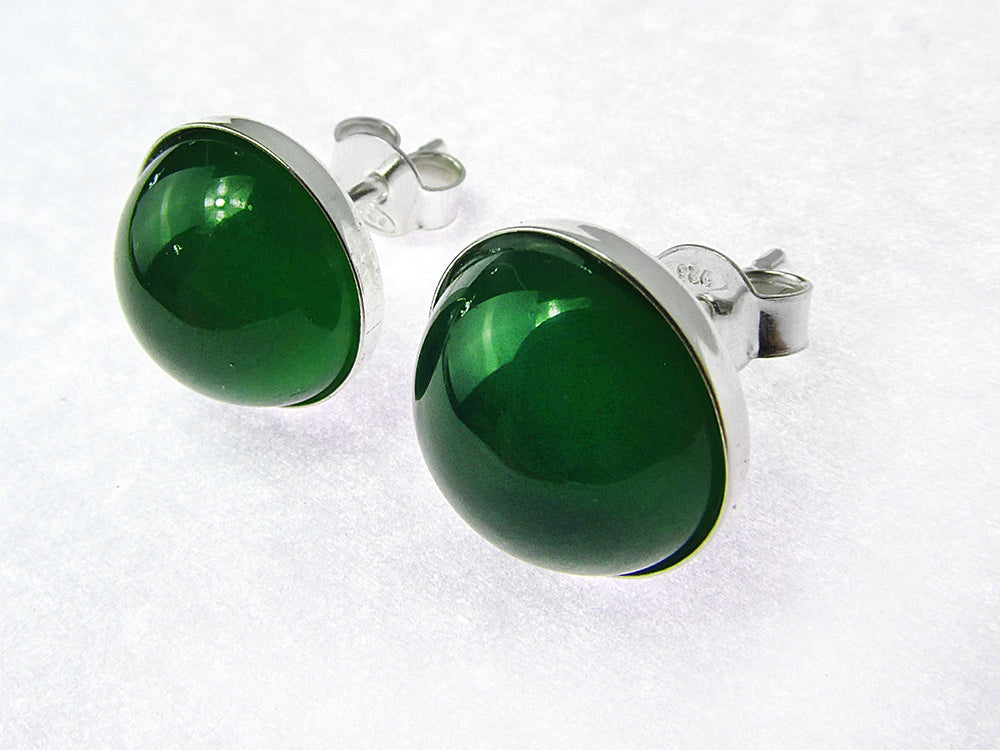 Cercei argint cu agate verzi 10 MM