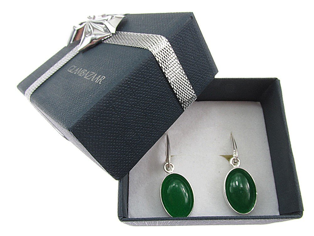 Cercei argint cu agate verzi naturale 14X10 MM - GlamBazaar.ro