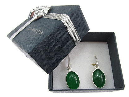 Cercei argint cu agate verzi naturale 14X10 MM - GlamBazaar.ro