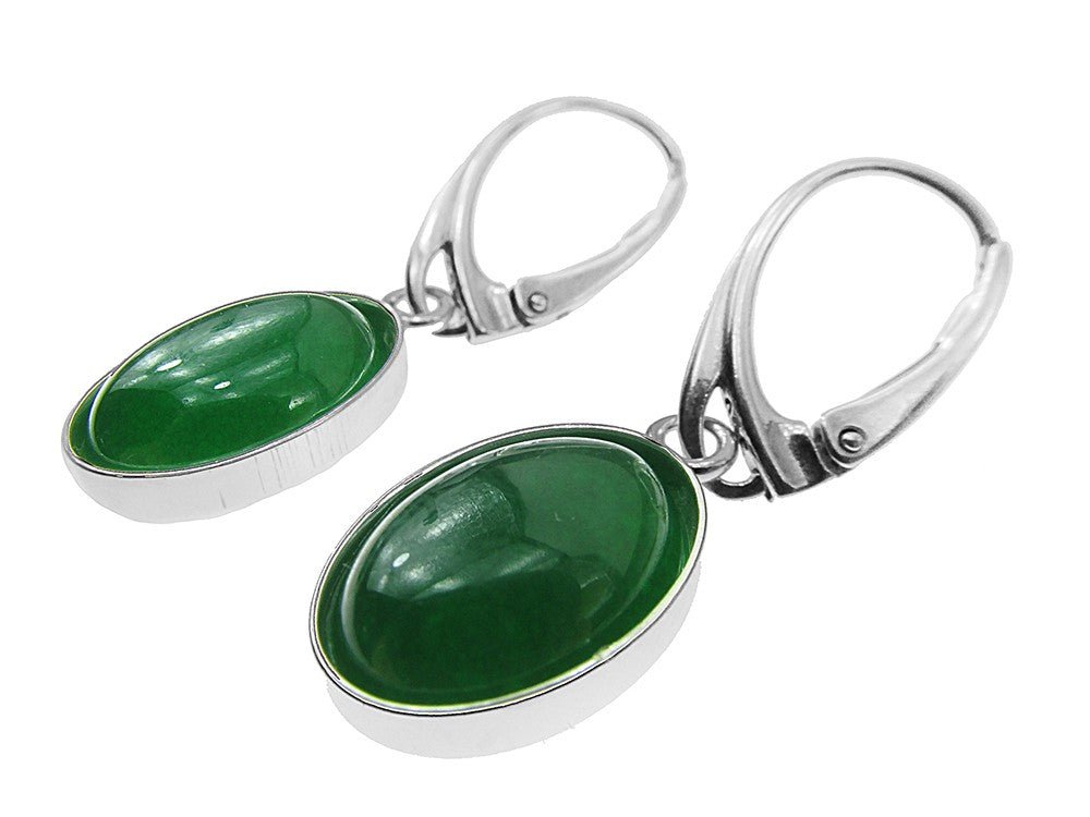 Cercei argint cu agate verzi naturale 14X10 MM - GlamBazaar.ro