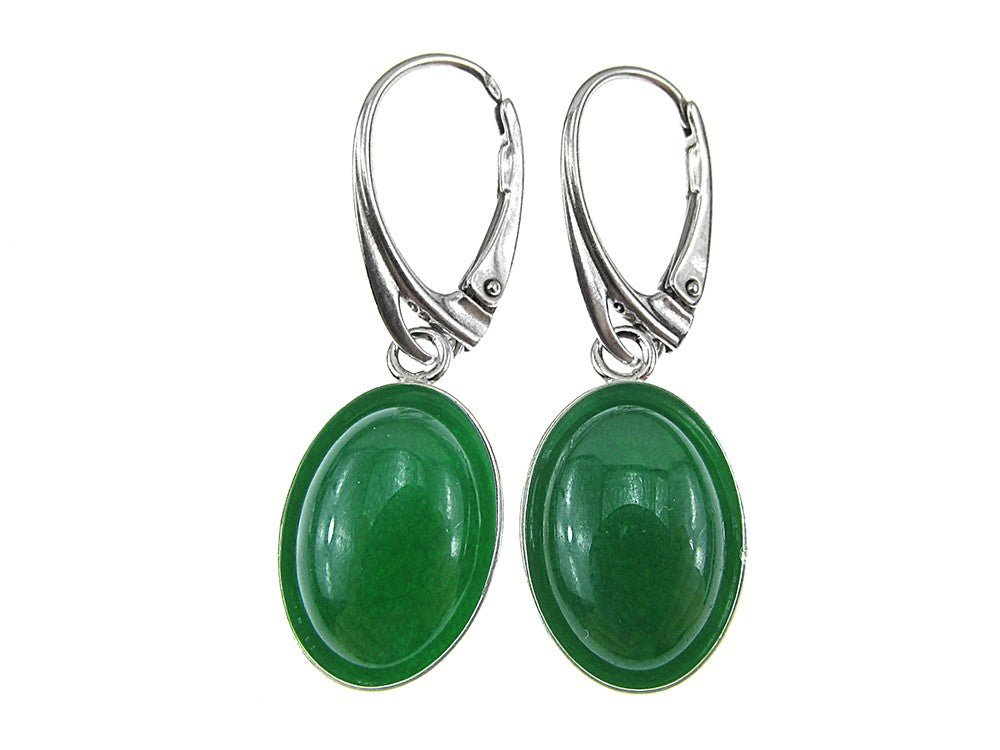 Cercei argint cu agate verzi naturale 14X10 MM - GlamBazaar.ro