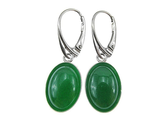 Cercei argint cu agate verzi naturale 14X10 MM - GlamBazaar.ro