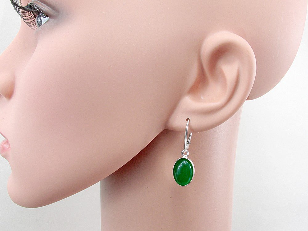 Cercei argint cu agate verzi naturale 14X10 MM - GlamBazaar.ro