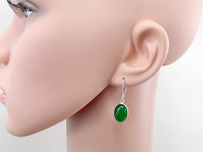 Cercei argint cu agate verzi naturale 14X10 MM - GlamBazaar.ro