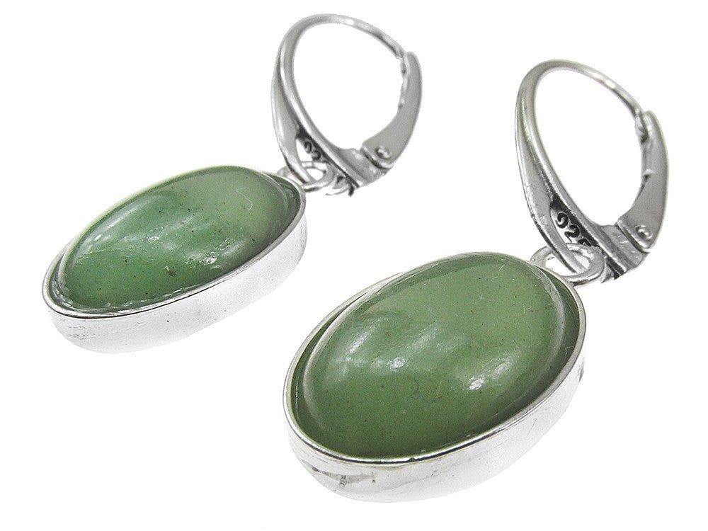 Cercei argint cu aventurin verde 14x10 MM - GlamBazaar.ro