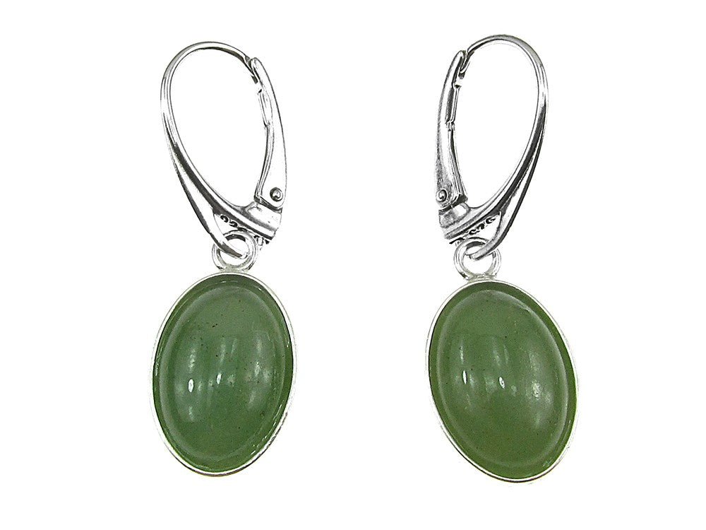 Cercei argint cu aventurin verde 14x10 MM - GlamBazaar.ro