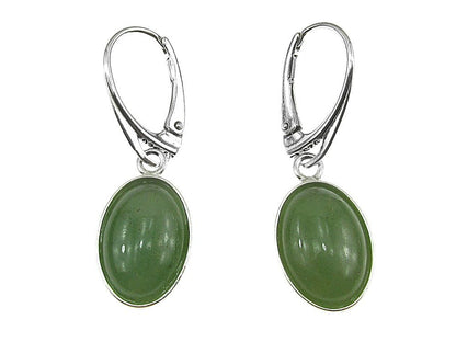 Cercei argint cu aventurin verde 14x10 MM - GlamBazaar.ro