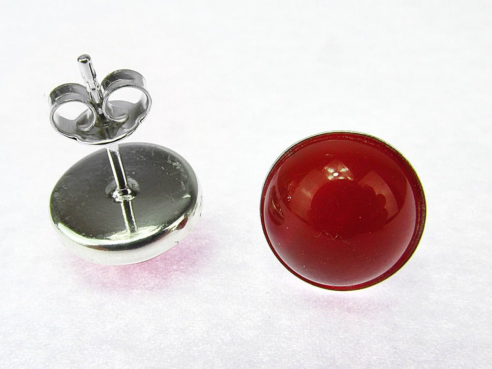 Cercei argint cu carneol 10 MM - GlamBazaar.ro