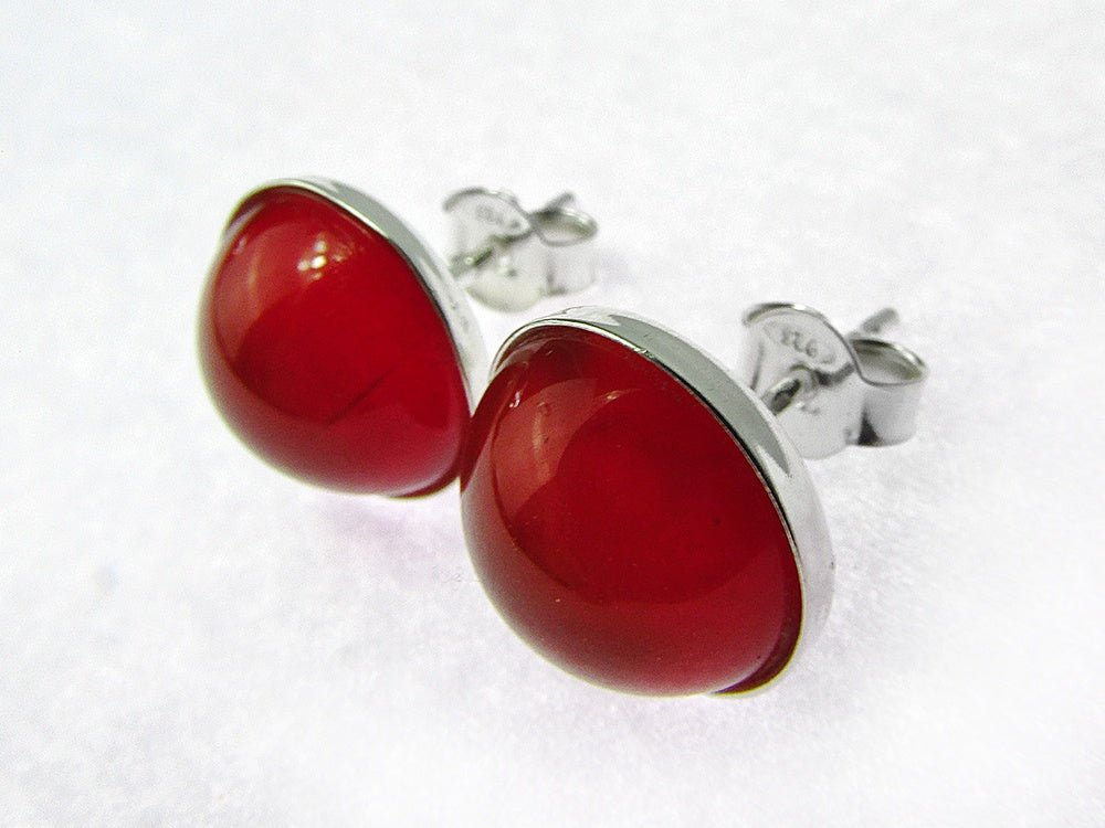 Cercei argint cu carneol 10 MM - GlamBazaar.ro