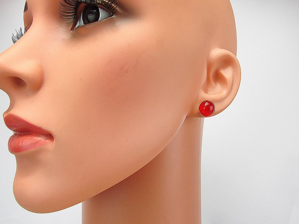 Cercei argint cu carneol 10 MM - GlamBazaar.ro