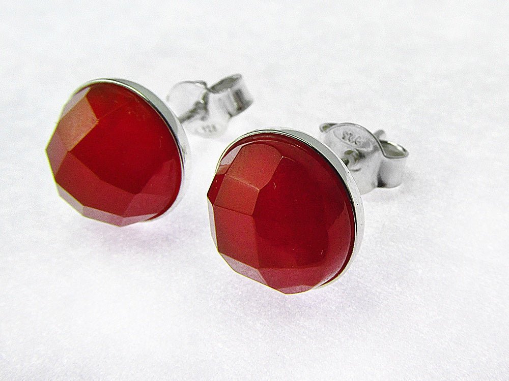 Cercei argint cu carneol fatetat 8 MM - GlamBazaar.ro