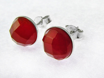 Cercei argint cu carneol fatetat 8 MM - GlamBazaar.ro